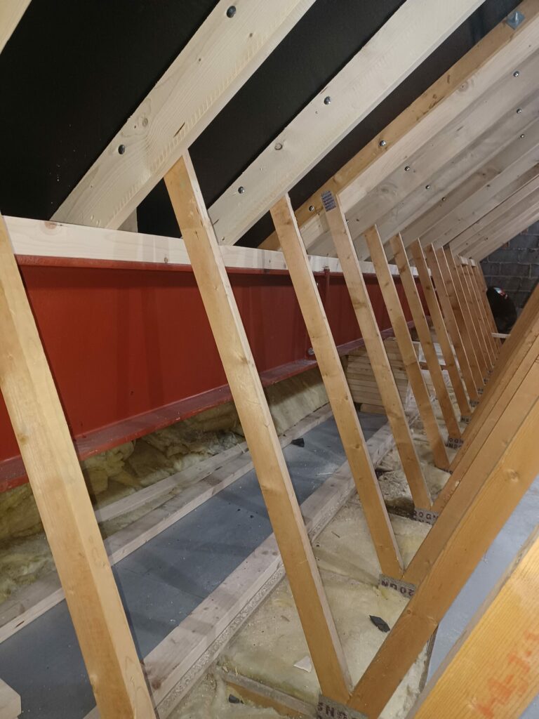 joinery beams in a loft
