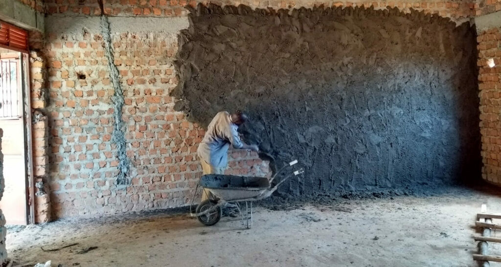 plastering in progress